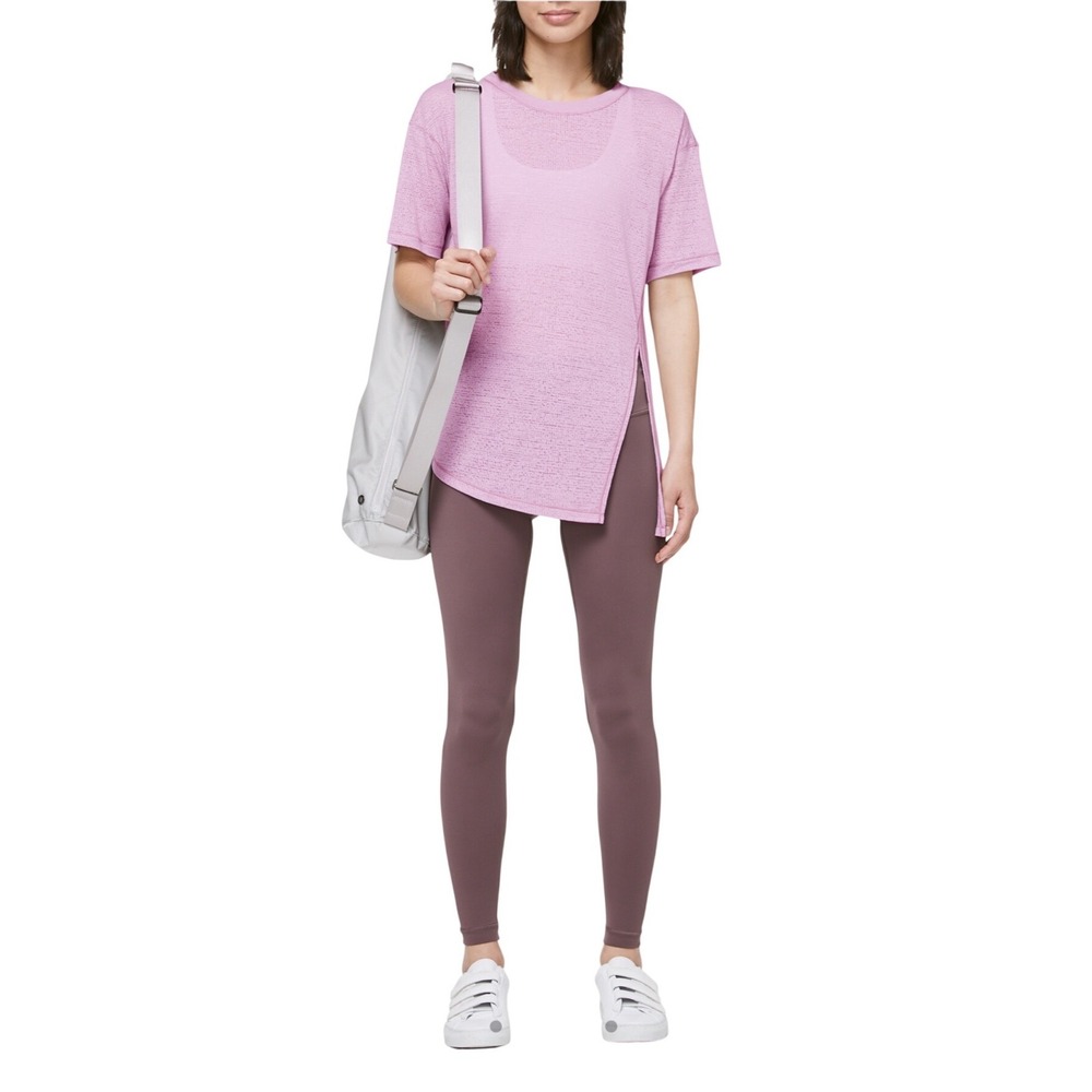 Lululemon Time to Tie Short Sleeve Mesh Tee Pink‎ Textured Activewear Top